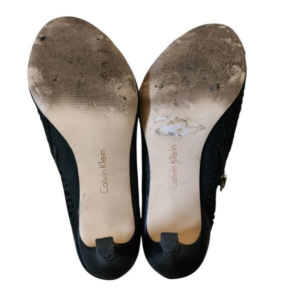 Calvin Klein Heels Womens 7.5 Black Open Toe Side Zip Stiletto Kailani Bootie - Picture 7 of 9